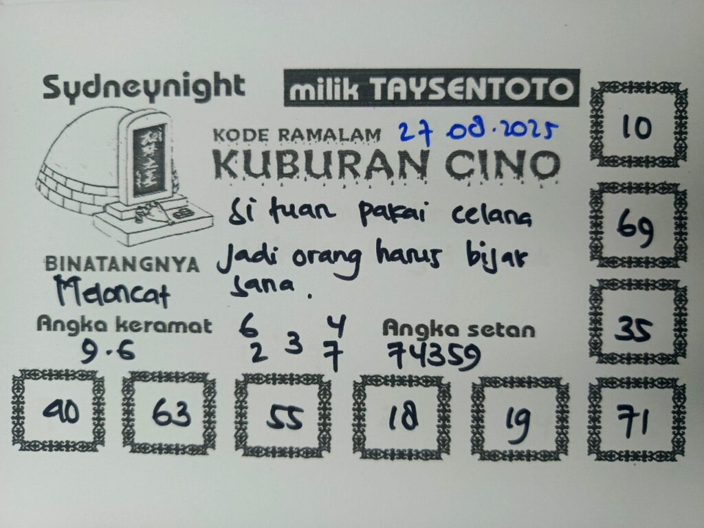 Syair Kuburan Cino SydneyNight Hari ini Rabu, 27 Agustus 2025