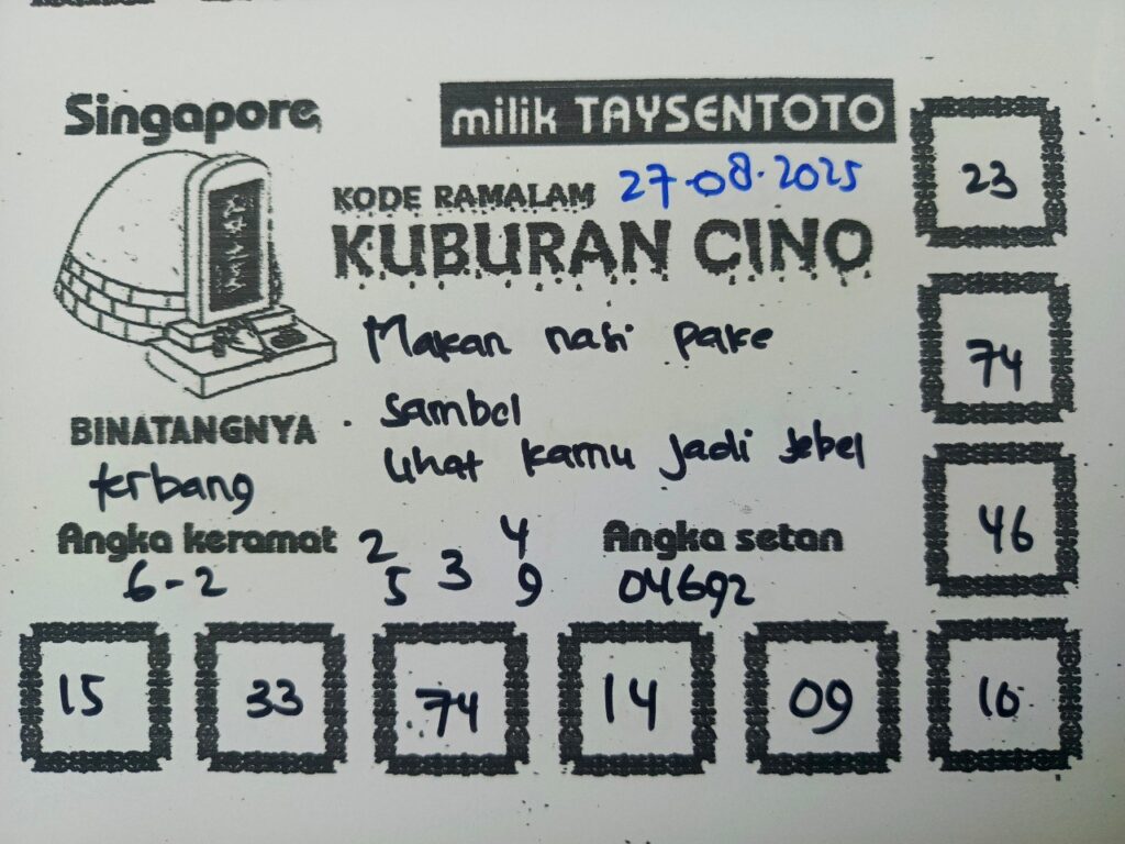 Syair Kuburan Cino SGP Hari ini Rabu, 27 Agustus 2025