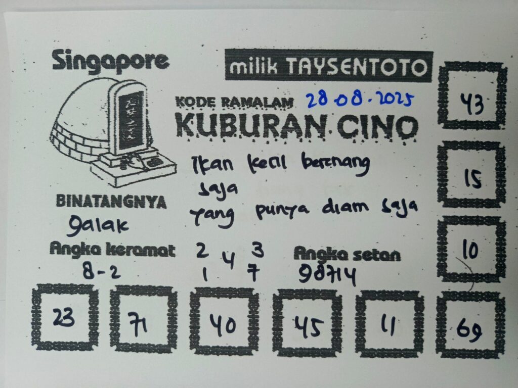 Syair Kuburan Cino SGP Hari ini Kamis, 28 Agustus 2025