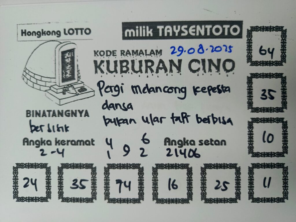 Syair Kuburan Cino HK Hari Jumat, 29 Agustus 2025