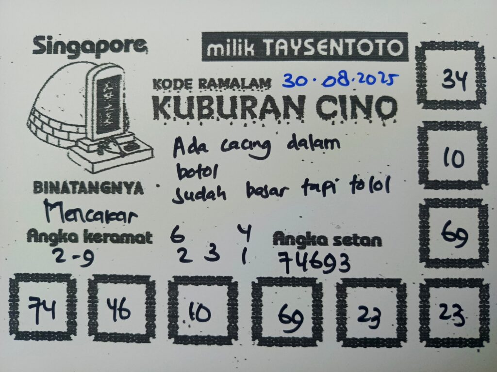 Syair Kuburan Cino SGP Hari ini Sabtu, 30 Agustus 2025