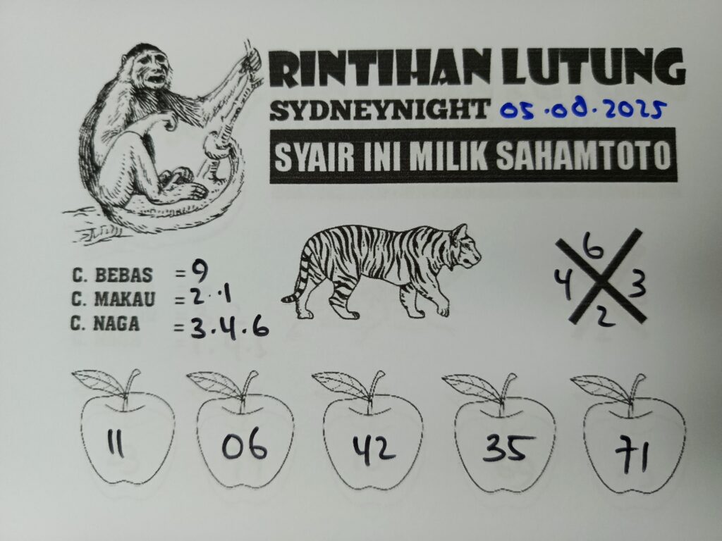 Syair Rintihan Lutung SydneyNight Hari ini Selasa, 05 Agustus 2025