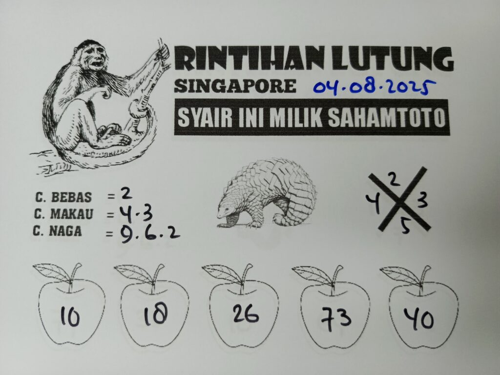 Syair Rintihan Lutung SINGAPORE Pools Hari ini Senin 04 agustus 2025