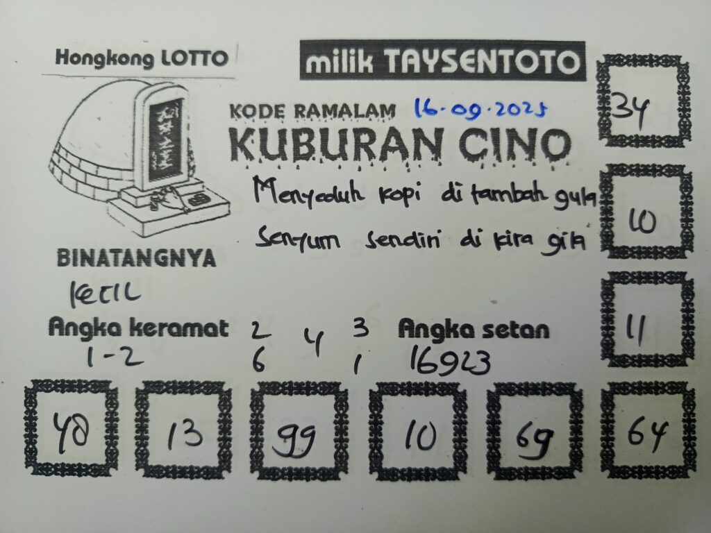 Syair Kuburan Cino HK Hari Selasa, 16 September 2025