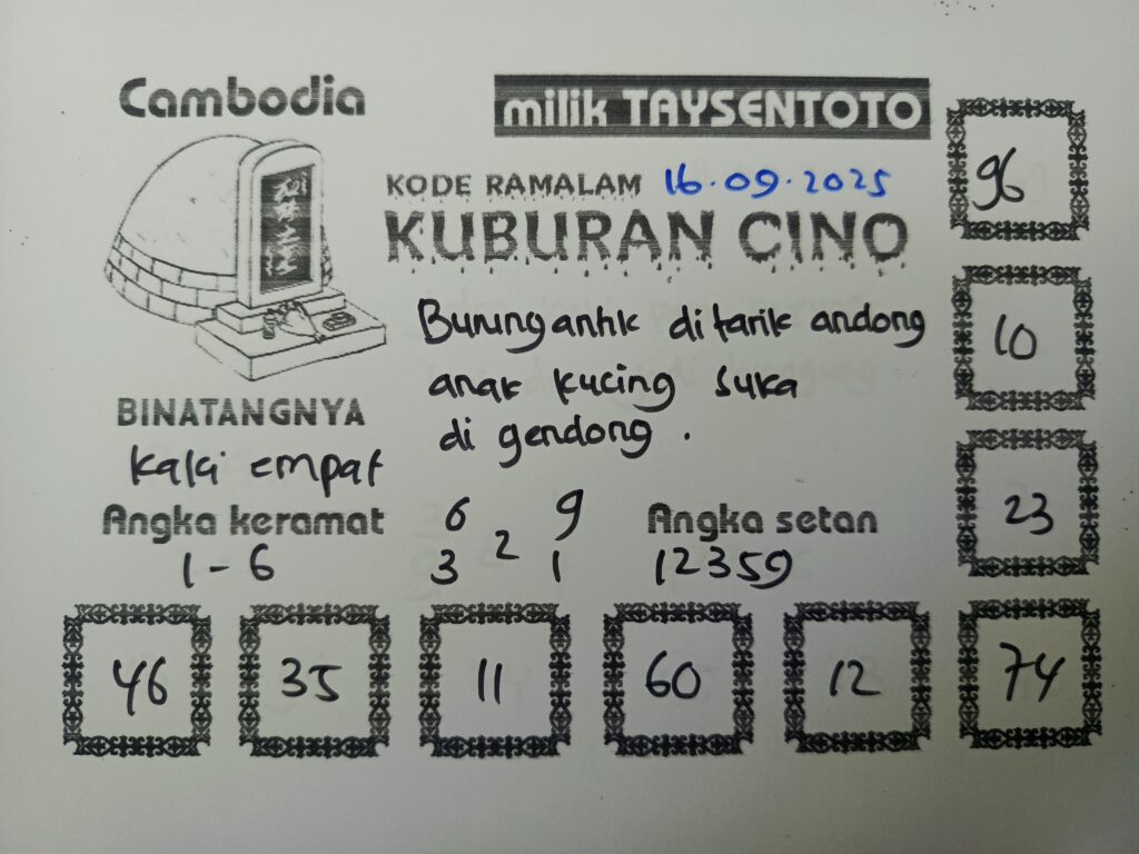 Syair Kuburan Cino Cambodia Hari Ini Selasa, 16 September 2025