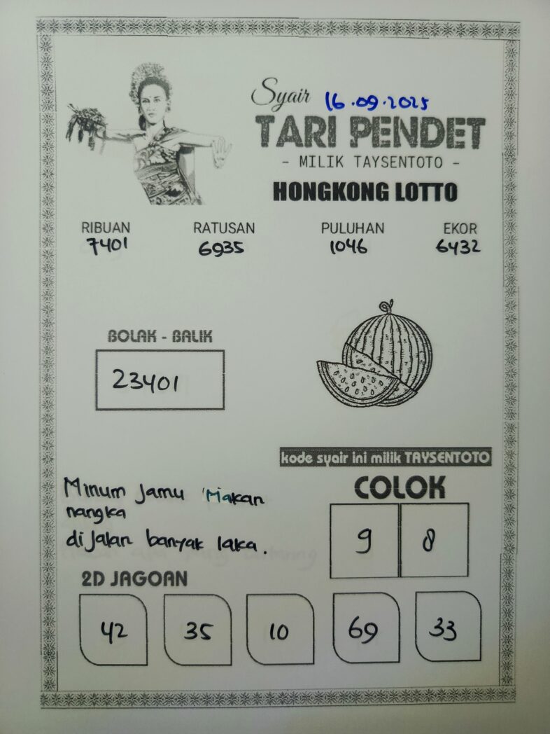 Syair Tari Pendet HK Hari Selasa, 16 September 2025