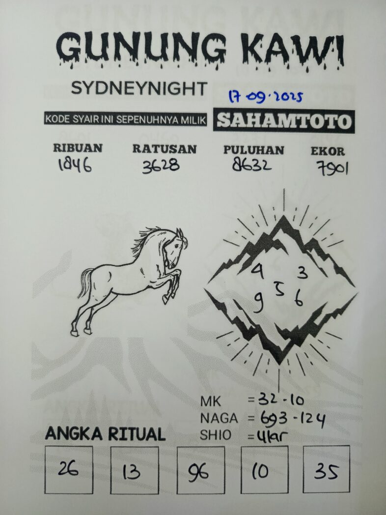 Syair Gunung Kawi SydneyNight Hari ini Rabu, 17 September 2025