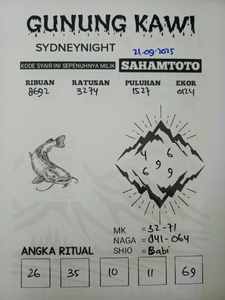 Syair Gunung Kawi SydneyNight Hari ini Minggu, 21 September 2025