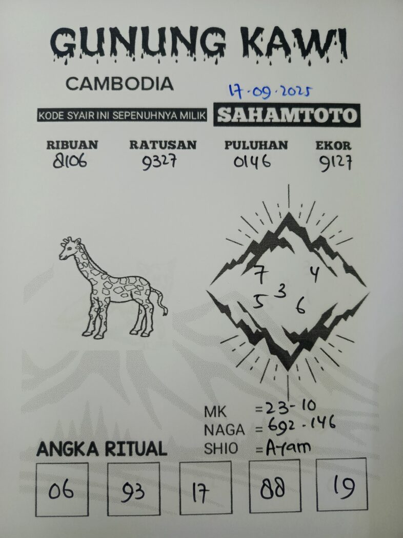 Syair Gunung Kawi Cambodia Pools Hari ini Rabu, 17 September 2025