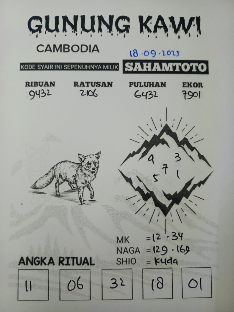 Syair Gunung Kawi Cambodia pools Hari ini Kamis, 18 September 2025