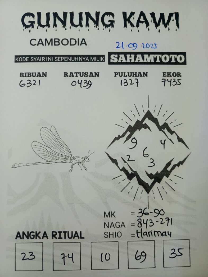Syair Gunung Kawi Cambodia Pools Hari ini Minggu, 21 September 2025