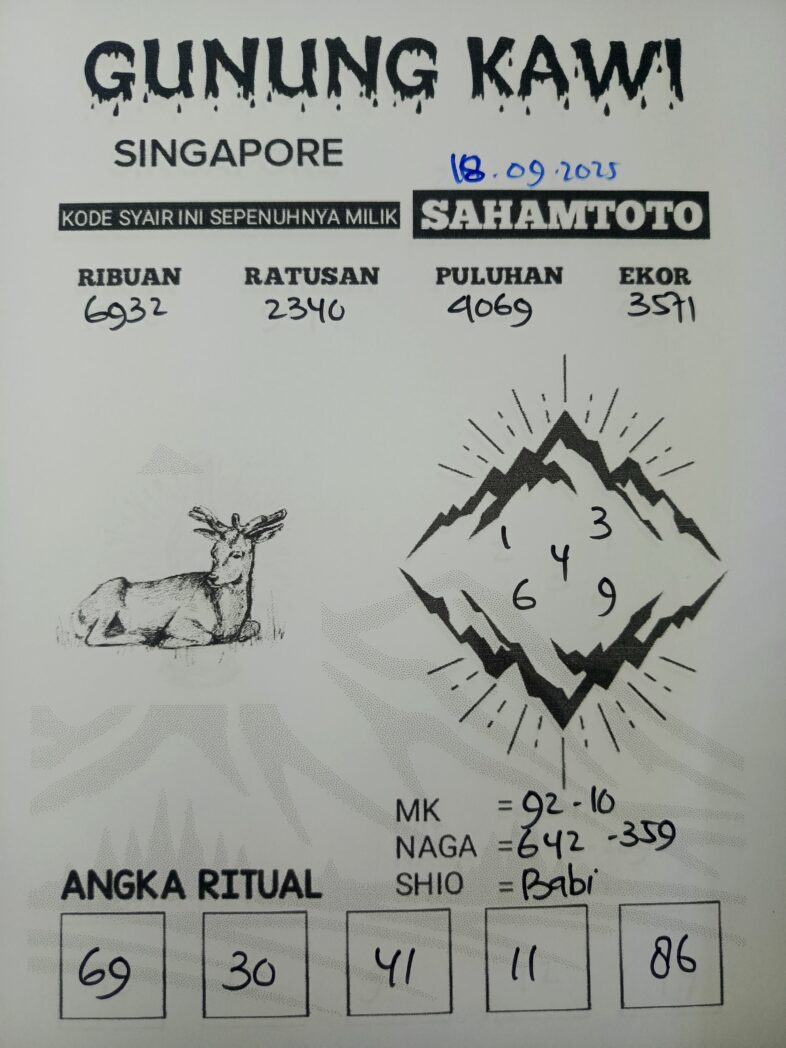 Syair Gunung Kawi Singapore Pools Hari ini Kamis, 18 September 2025