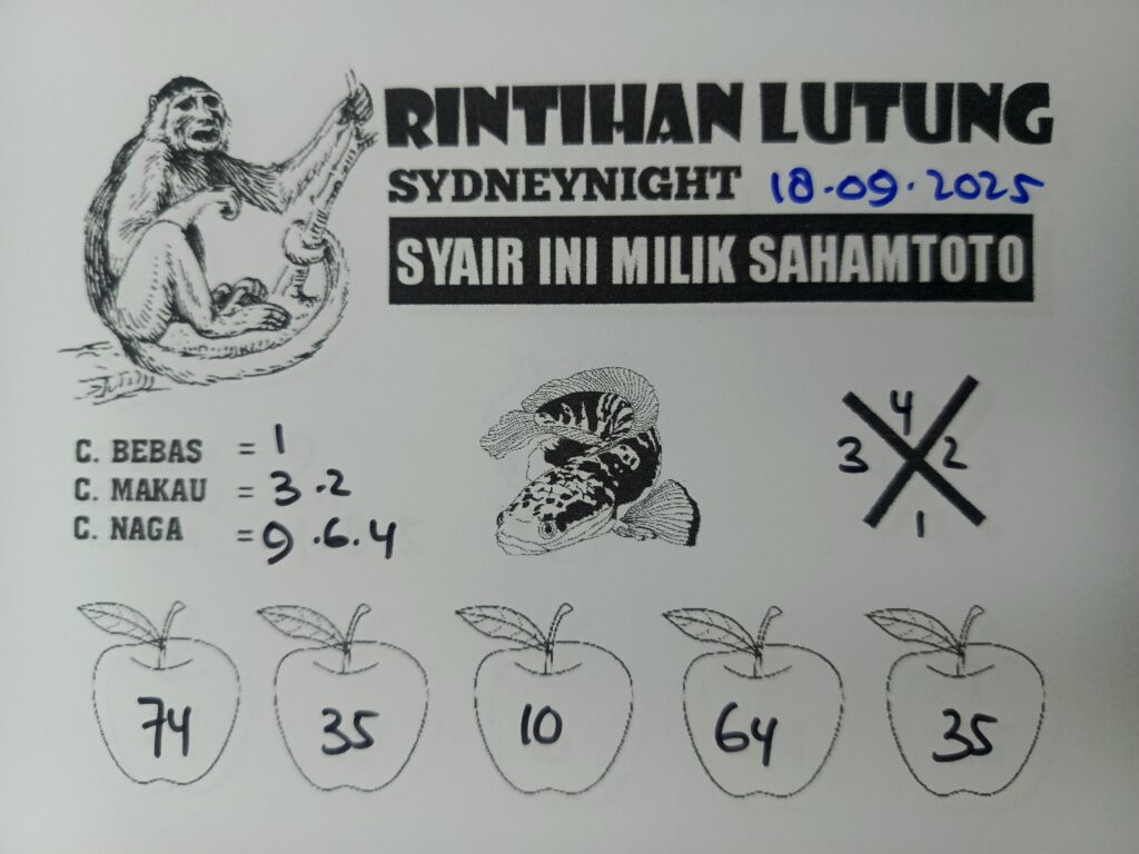 Syair Rintihan Lutung SydneyNight Hari ini Kamis, 18 September 2025