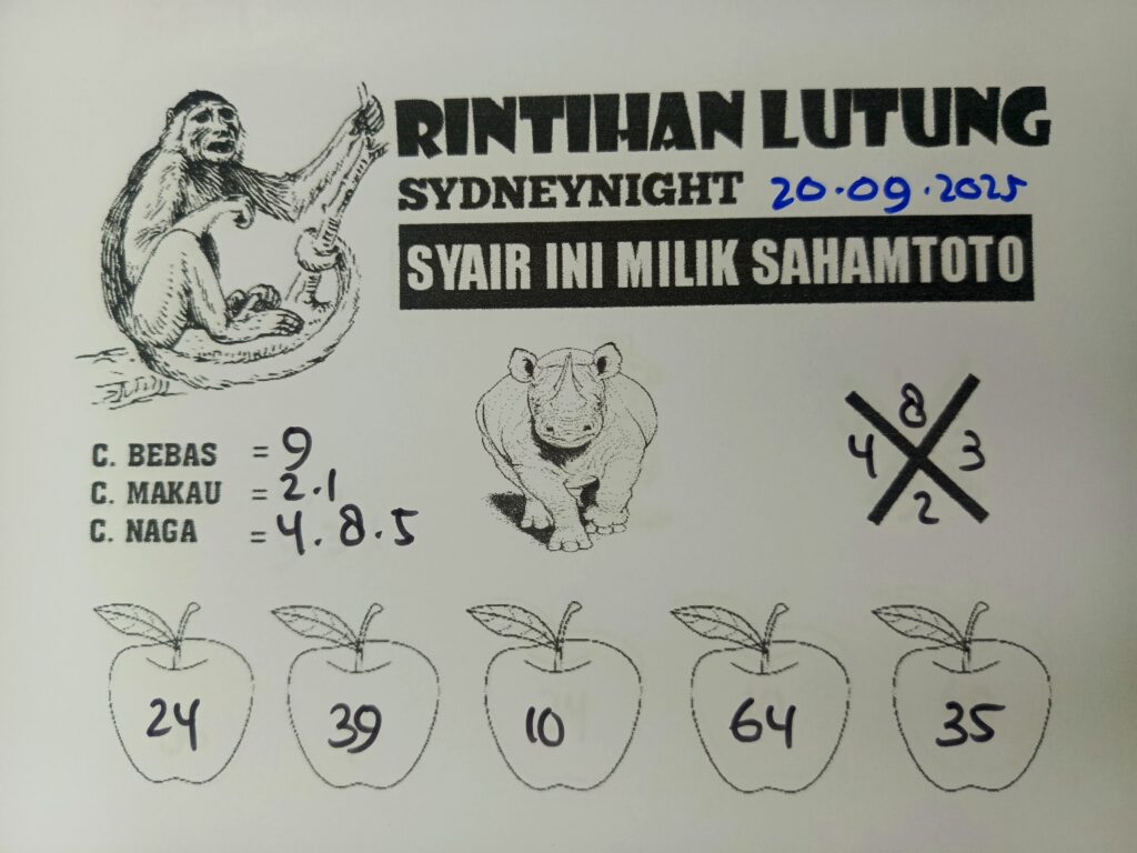 Syair Rintihan Lutung SydneyNight Hari ini Sabtu, 20 September 2025