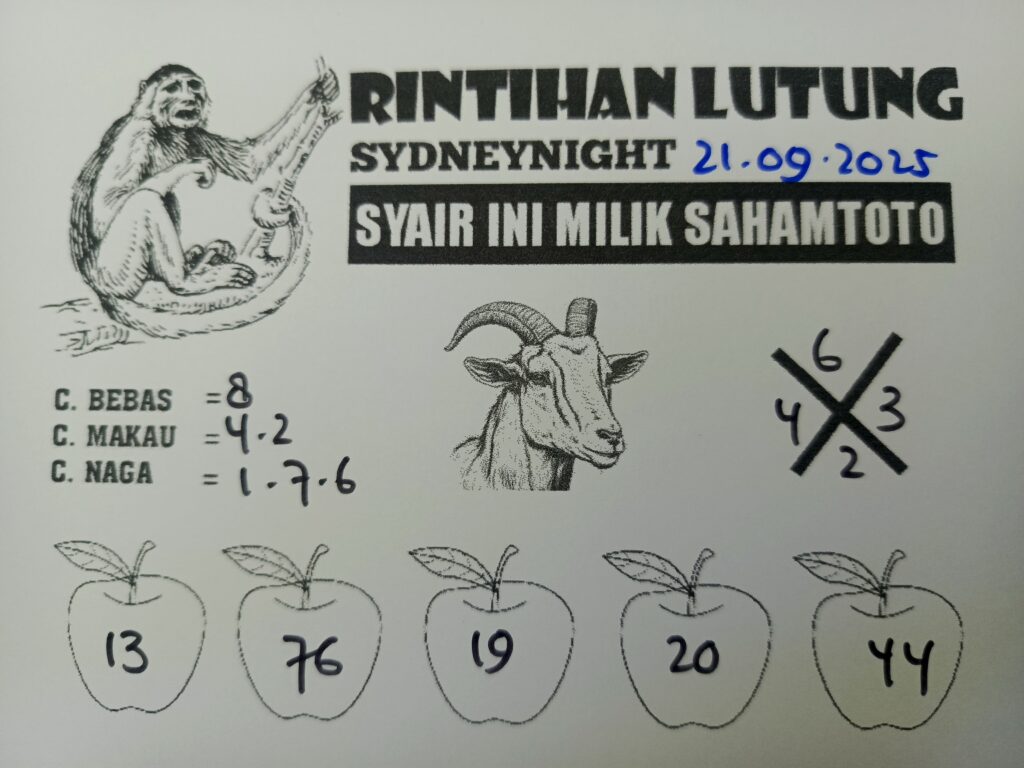 Syair Rintihan Lutung SydneyNight Hari ini Minggu, 21 September 2025