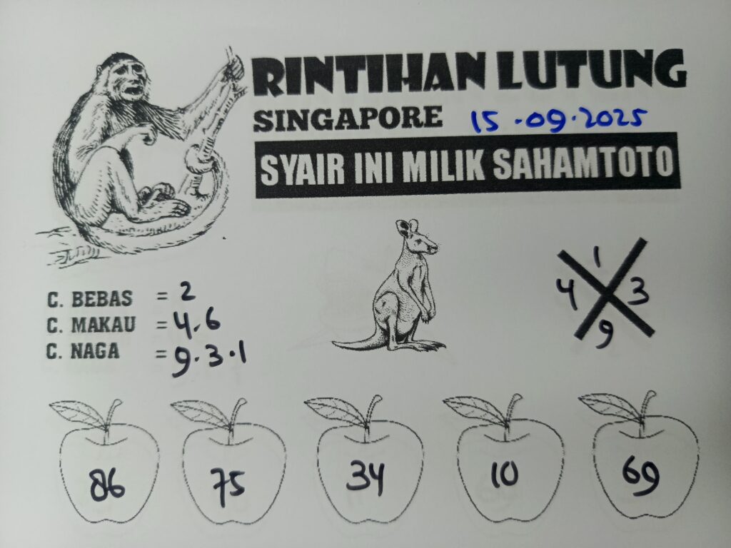 Syair Rintihan Lutung Singapore Pools Hari ini Senin 15 SEPTEMBER  2025