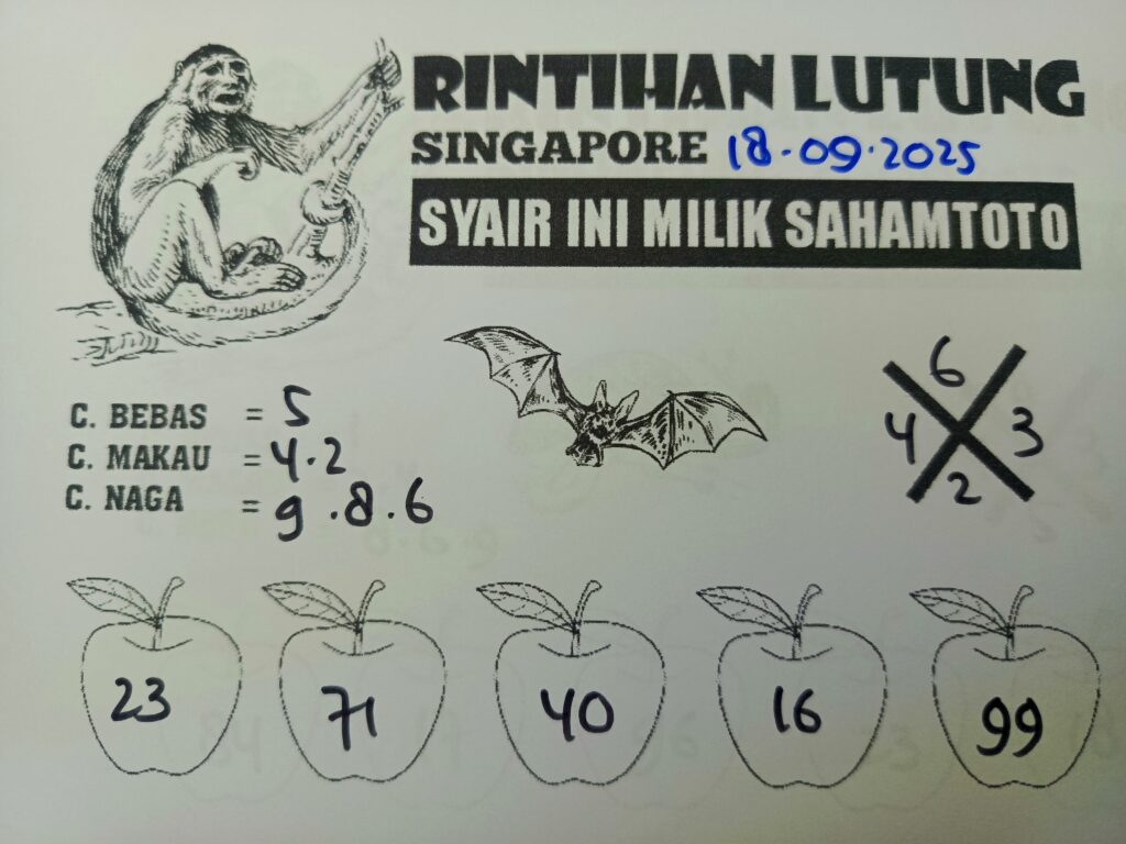 Syair Rintihan Lutung Singapore Pools Hari ini Kamis, 18 September 2025