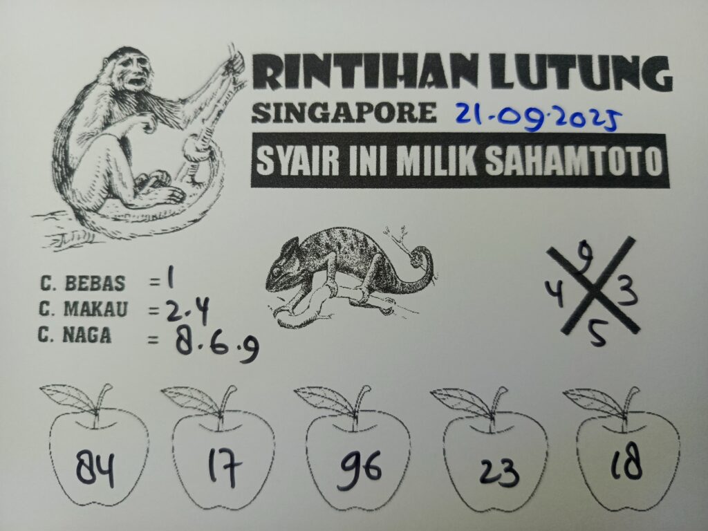 Syair Rintihan Lutung SINGAPORE Pools Hari ini Minggu, 21 September 2025