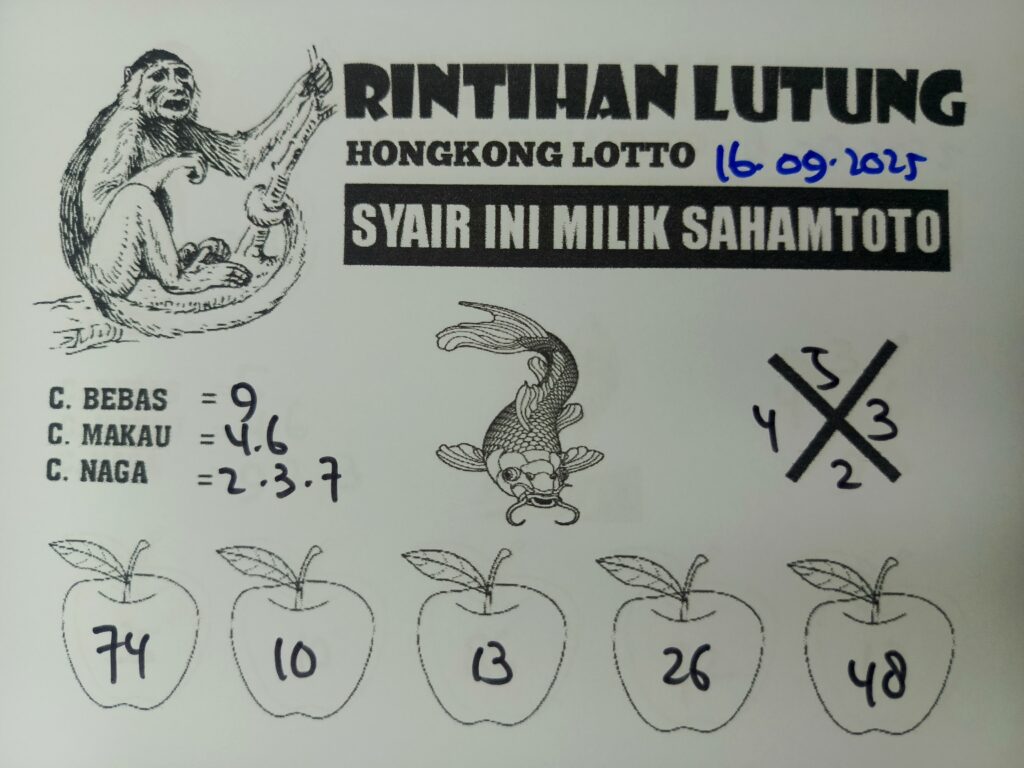 Syair Rintihan Lutung HONGKONG LOTTO Hari ini Selasa 16 SEPTEMBER 2025