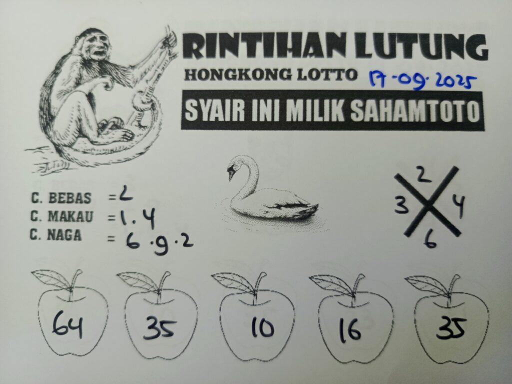 Syair Rintihan Lutung HONGKONG LOTTO Hari ini Rabu, 17 September 2025
