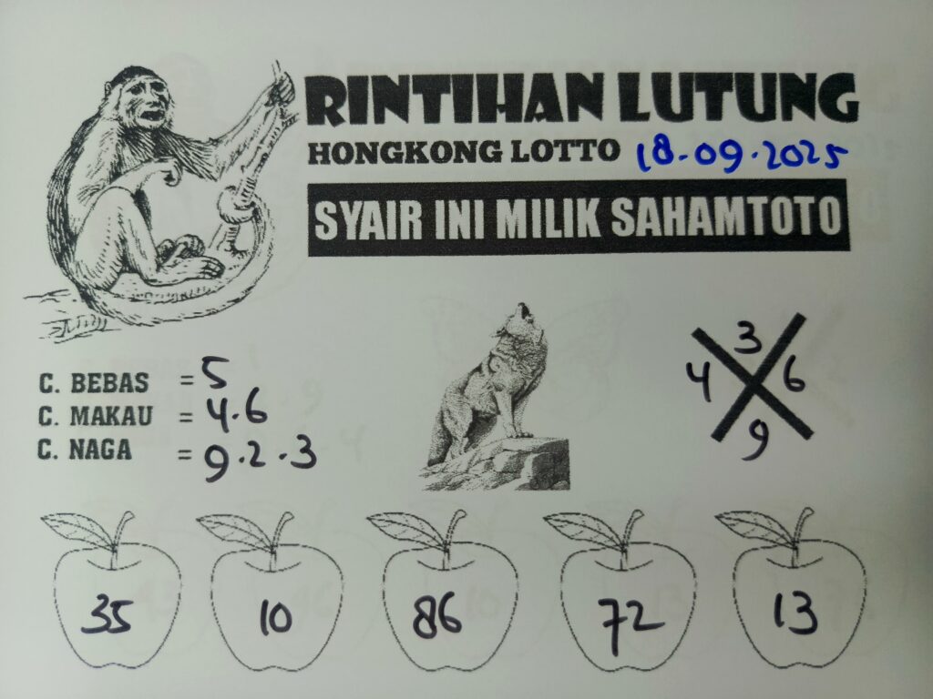 Syair Rintihan Lutung Hongkong Lotto Hari ini Kamis, 18 September 2025