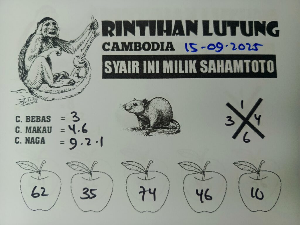 Syair Rintihan Lutung Cambodia Pools Hari ini Senin 15 SEPTEMBER 2025