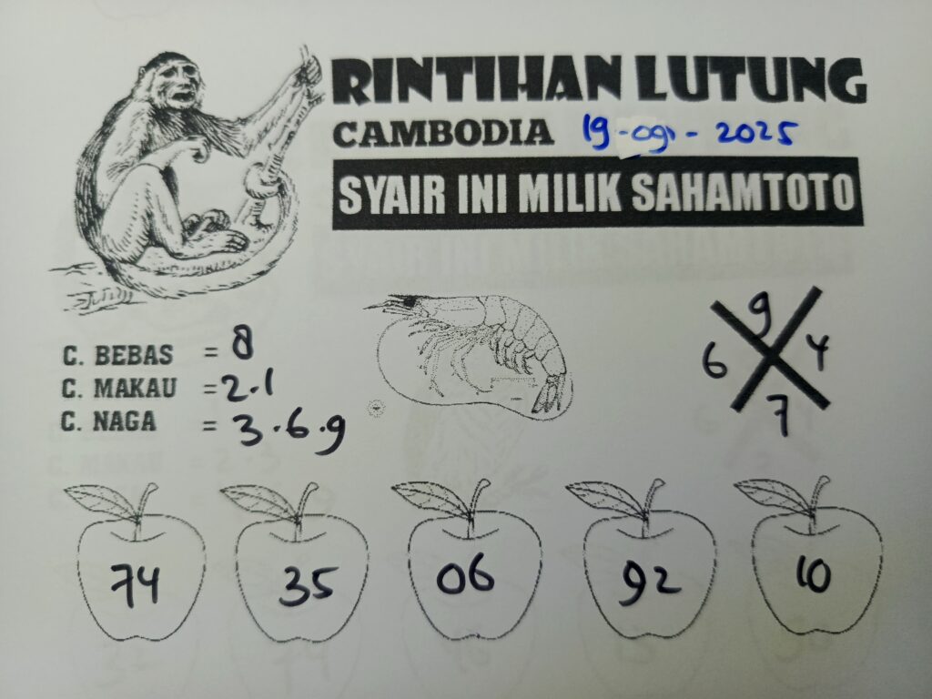 Syair Rintihan Lutung CAMBODIA Pools Hari ini Jumat, 19 September 2025