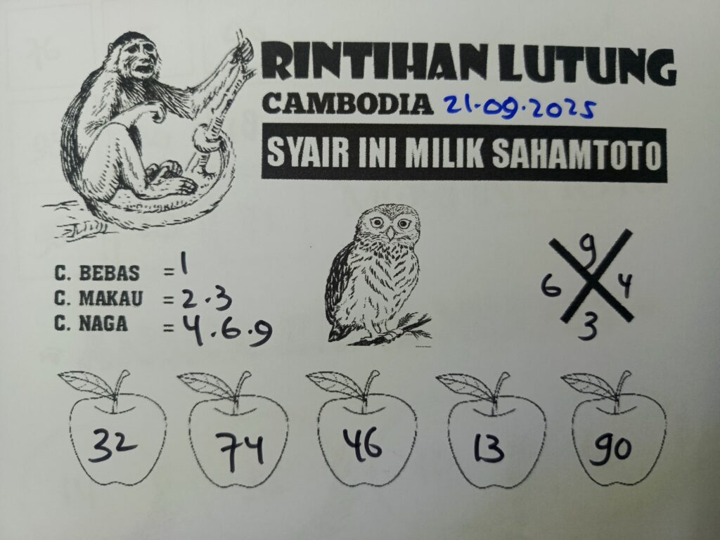 Syair Rintihan Lutung Cambodia Pools Hari ini Minggu, 21 September 2025