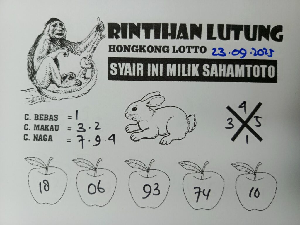 Syair Rintihan Lutung HONGKONG LOTTO Hari ini Selasa, 23 September 2025