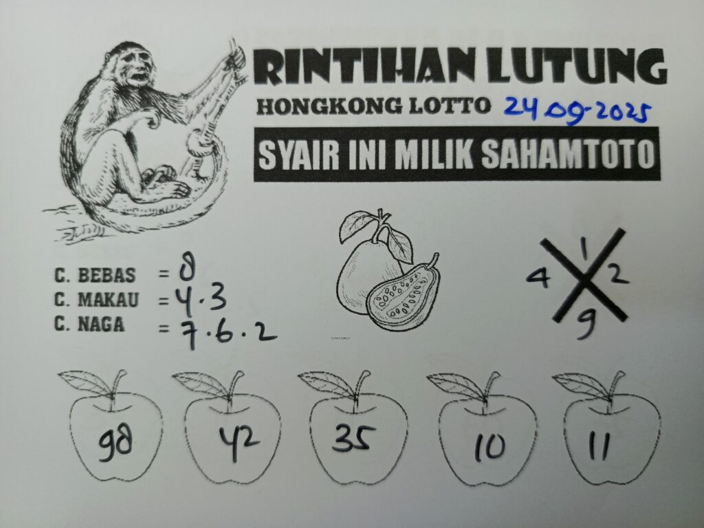 Syair Rintihan Lutung HONGKONG LOTTO Hari ini Rabu, 24 September 2025