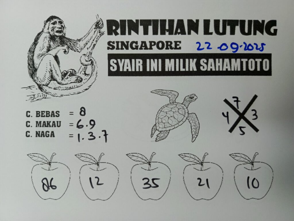Syair Rintihan Lutung SINGAPORE Pools Hari ini Senin, 22 September 2025