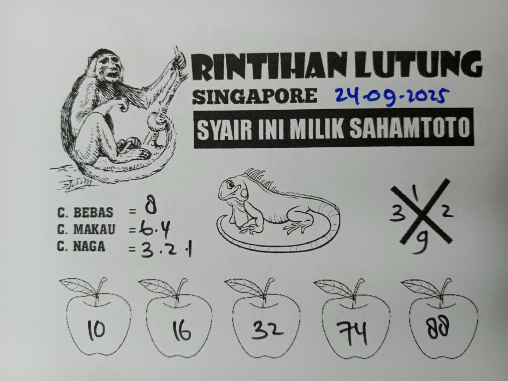 Syair Rintihan Lutung SINGAPORE Pools Hari ini Rabu, 24 September 2025