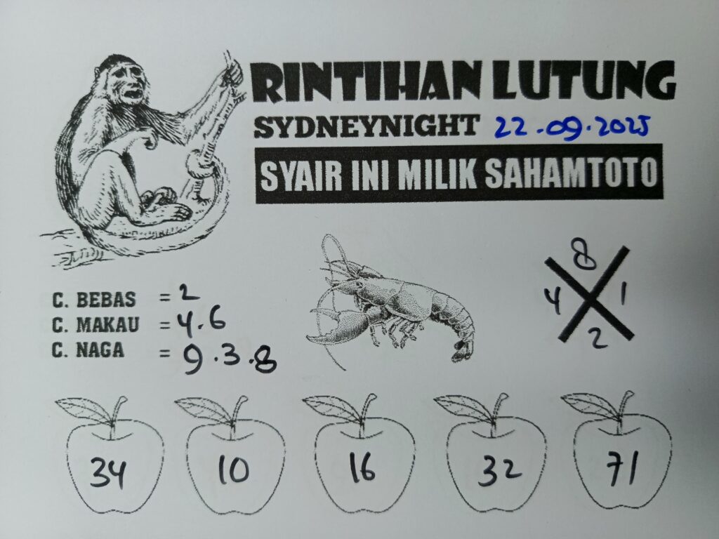Syair Rintihan Lutung SydneyNight Hari ini Senin, 22 September 2025