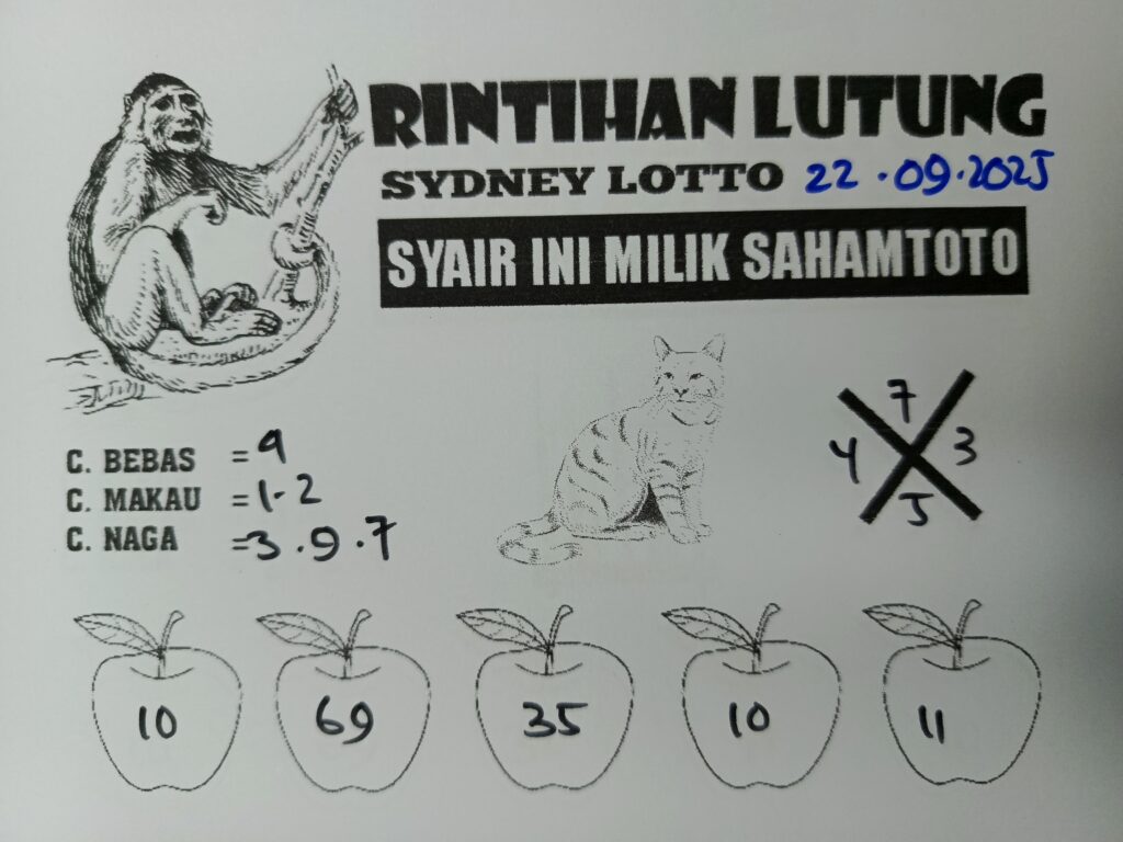 Syair Rintihan Lutung SYDNEY LOTTO Hari ini Senin, 22 September 2025