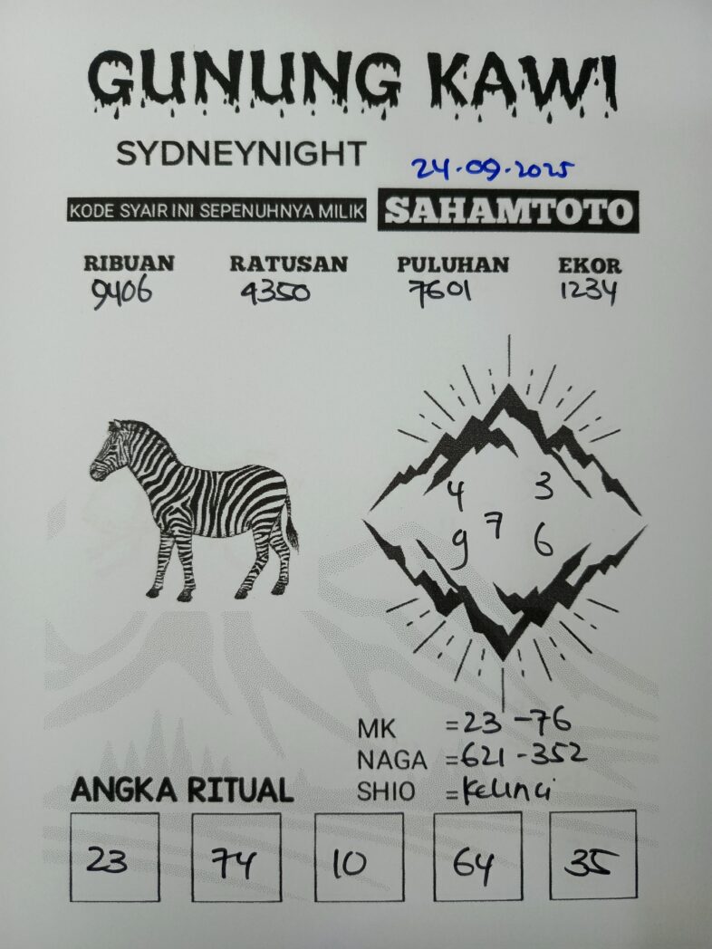 Syair Gunung Kawi SydneyNight Hari ini Rabu, 24 September 2025