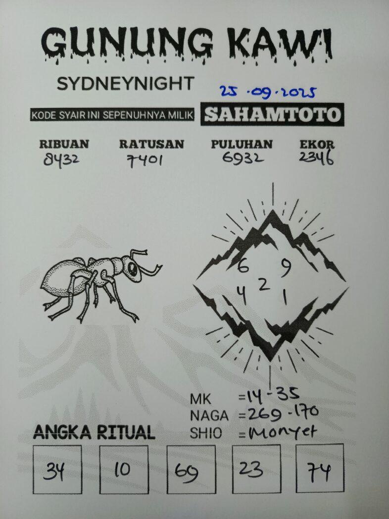 Syair Gunung Kawi SydneyNight Hari ini Kamis, 25 September 2025
