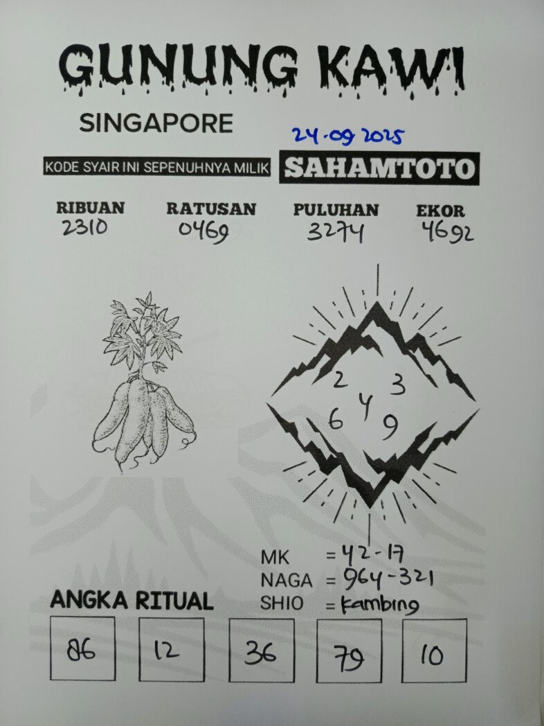 Syair Gunung Kawi SINGAPORE Pools Hari ini Rabu, 24 September 2025