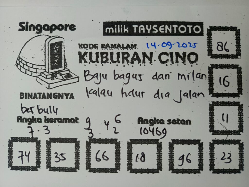 Syair Kuburan Cino SGP Hari ini Minggu, 14 September 2025