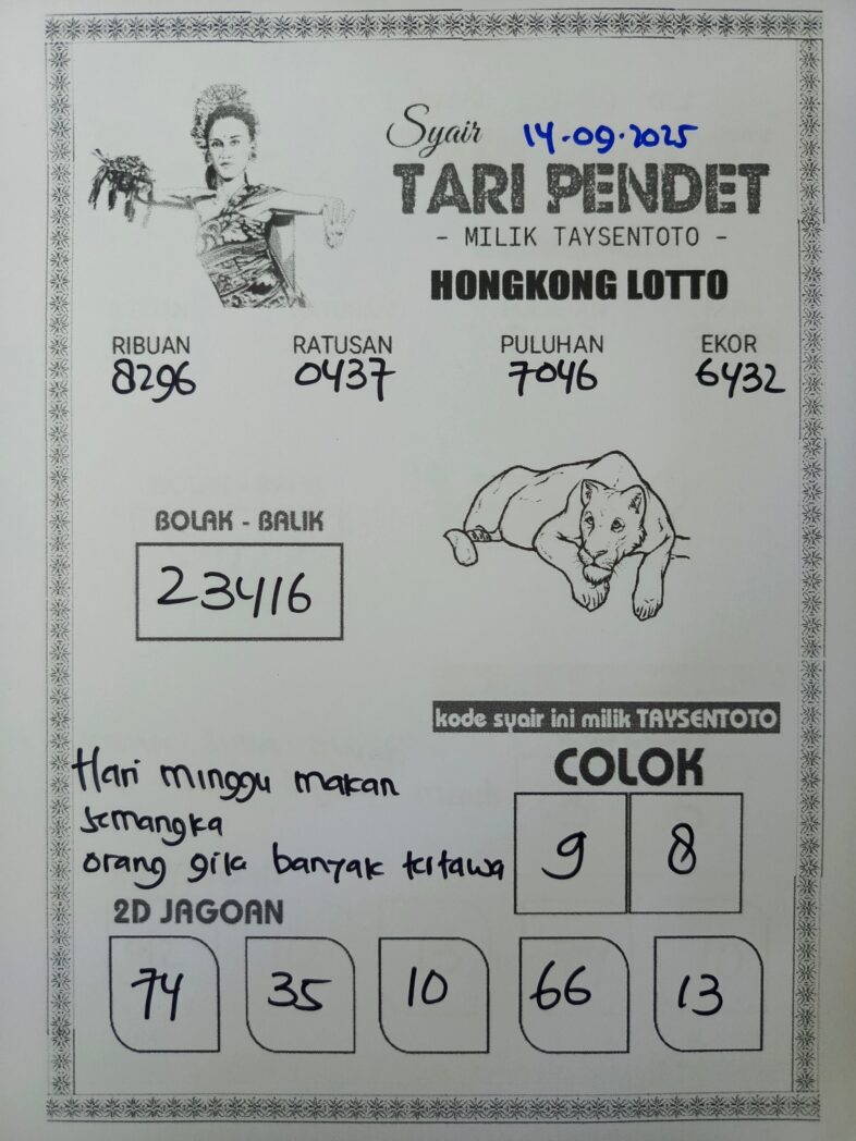 Syair Tari Pendet HK Hari Minggu, 14 September 2025