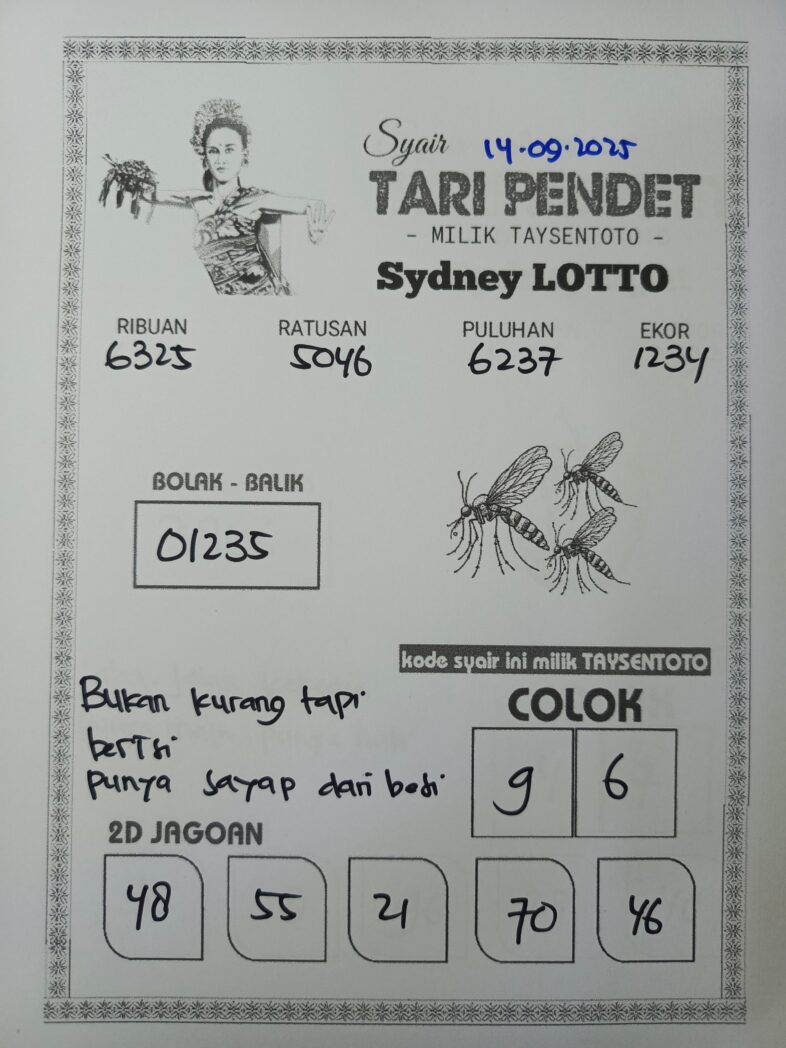 Syair Tari Pendet Sydney Hari ini Minggu, 14 September 2025