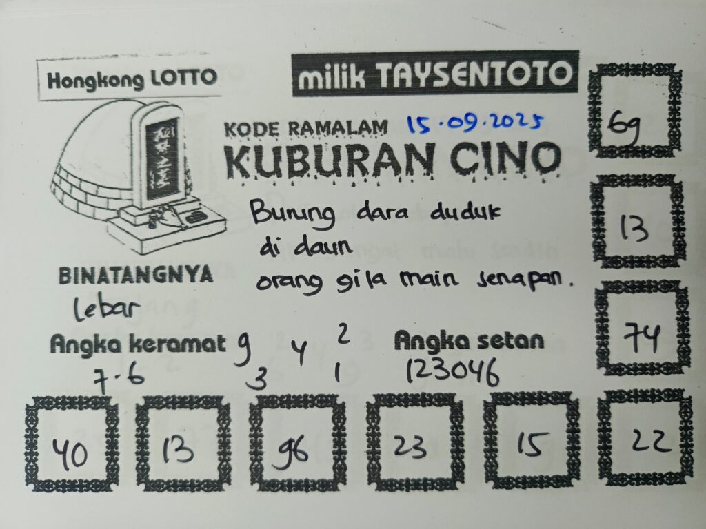 Syair Kuburan Cino HK Hari Senin, 15 September 2025