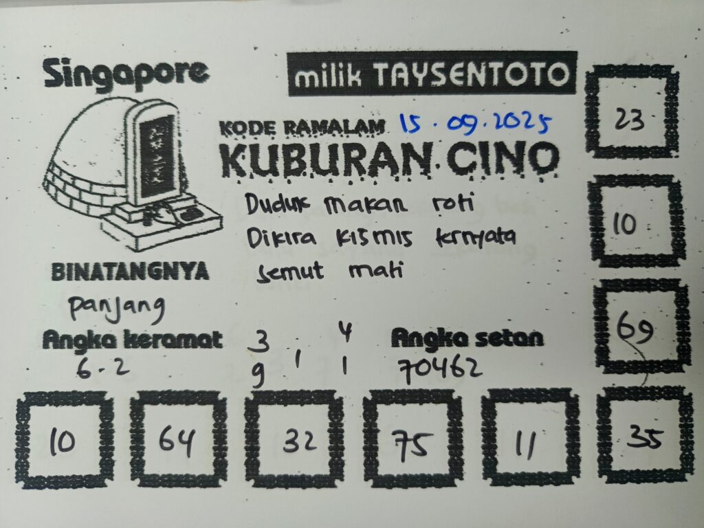 Syair Kuburan Cino SGP Hari ini Senin, 15 September 2025