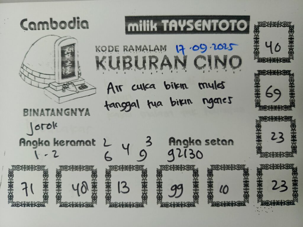 Syair Kuburan Cino Cambodia Hari Ini Rabu, 17 September 2025