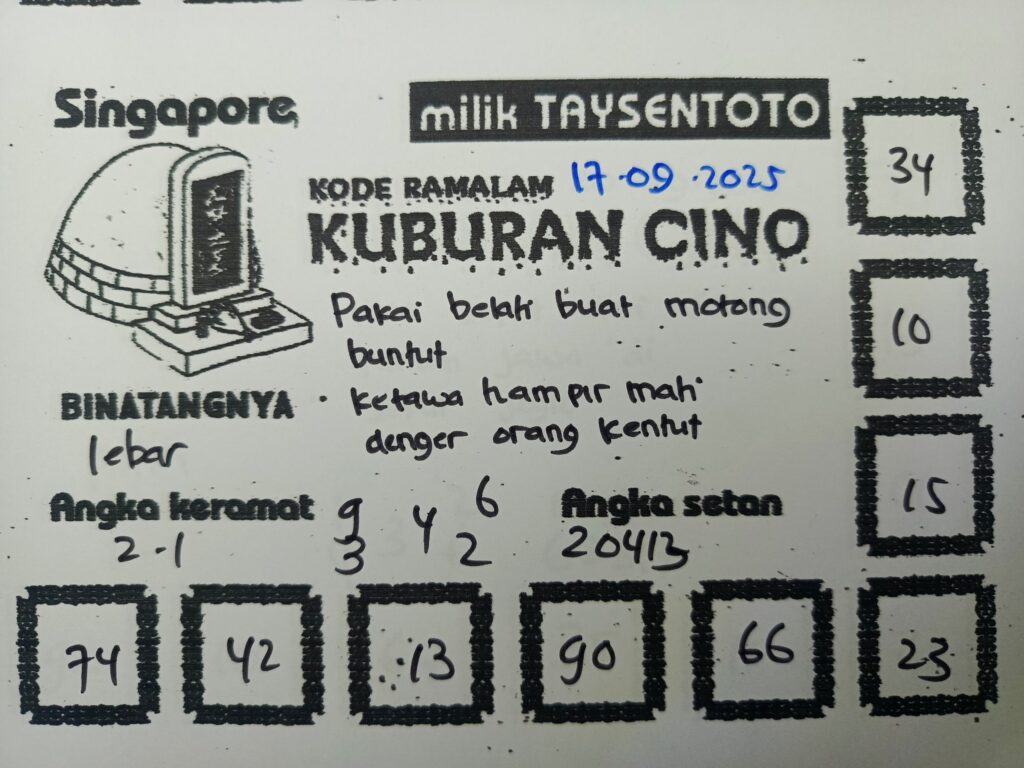 Syair Kuburan Cino SGP Hari ini Rabu, 17 September 2025