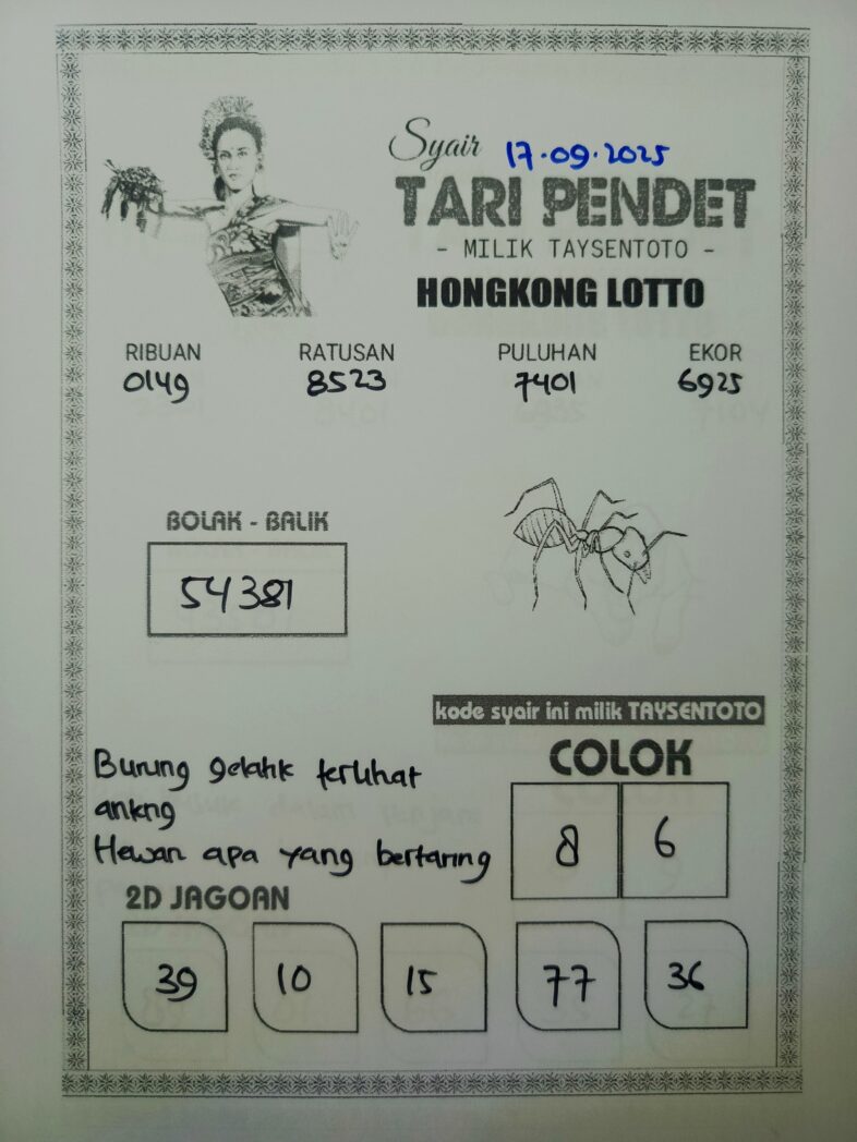 Syair Tari Pendet HK Hari Rabu, 17 September 2025