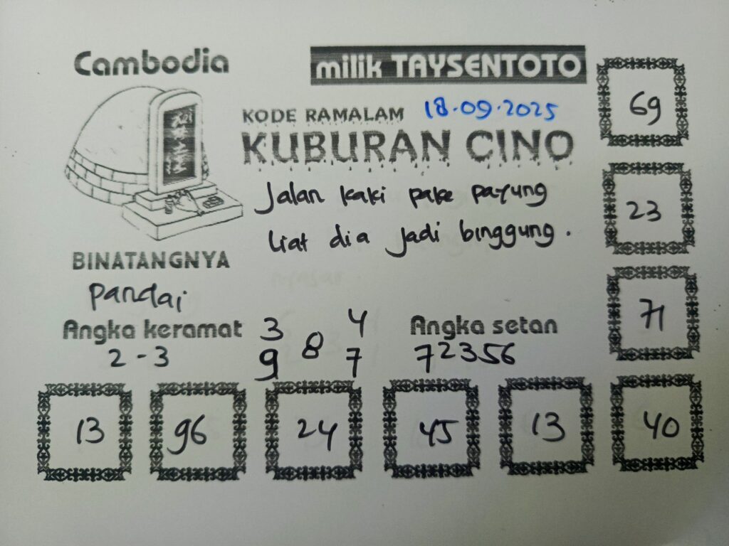 Syair Kuburan Cino Cambodia Hari Ini Kamis, 18 September 2025