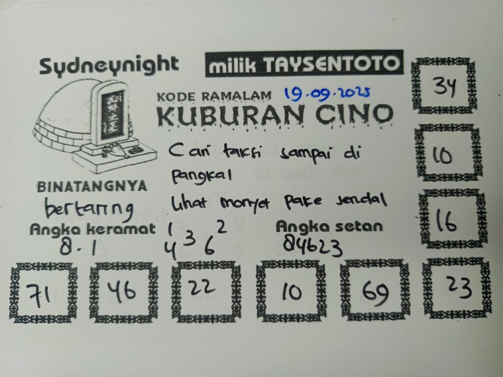 Syair Kuburan Cino SydneyNight Hari ini Jumat, 19 September 2025