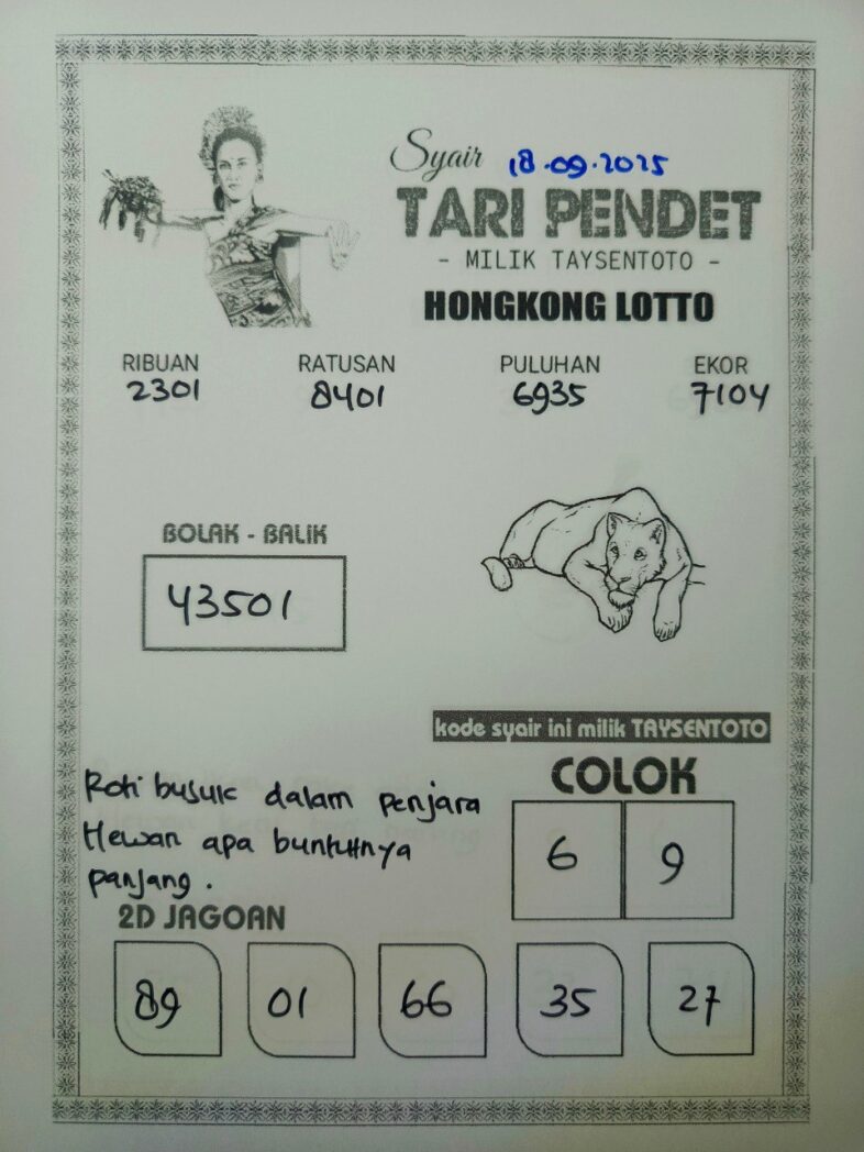 Syair Tari Pendet HK Hari Kamis, 18 September 2025