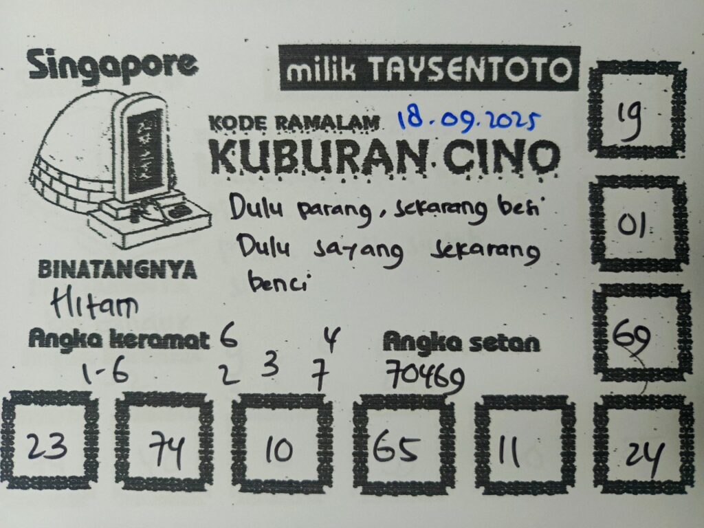 Syair Kuburan Cino SGP Hari ini Kamis, 18 September 2025