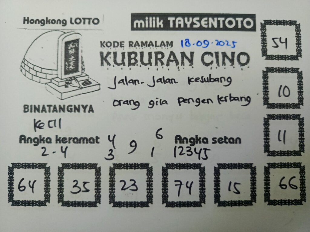 Syair Kuburan Cino HK Hari Kamis, 18 September 2025